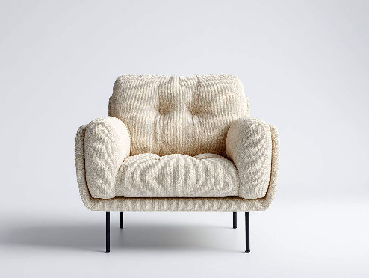 Sillones tela bouclé 95x85x82 cm - Beige - Diseño moderno acolchado