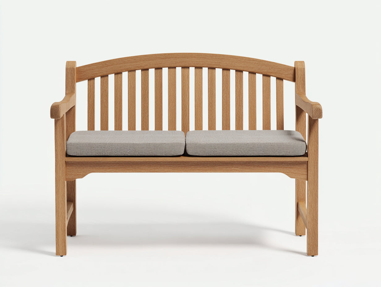 Bancos de jardín 125x58x86 cm - madera natural con asiento gris - diseño clásico para exterior