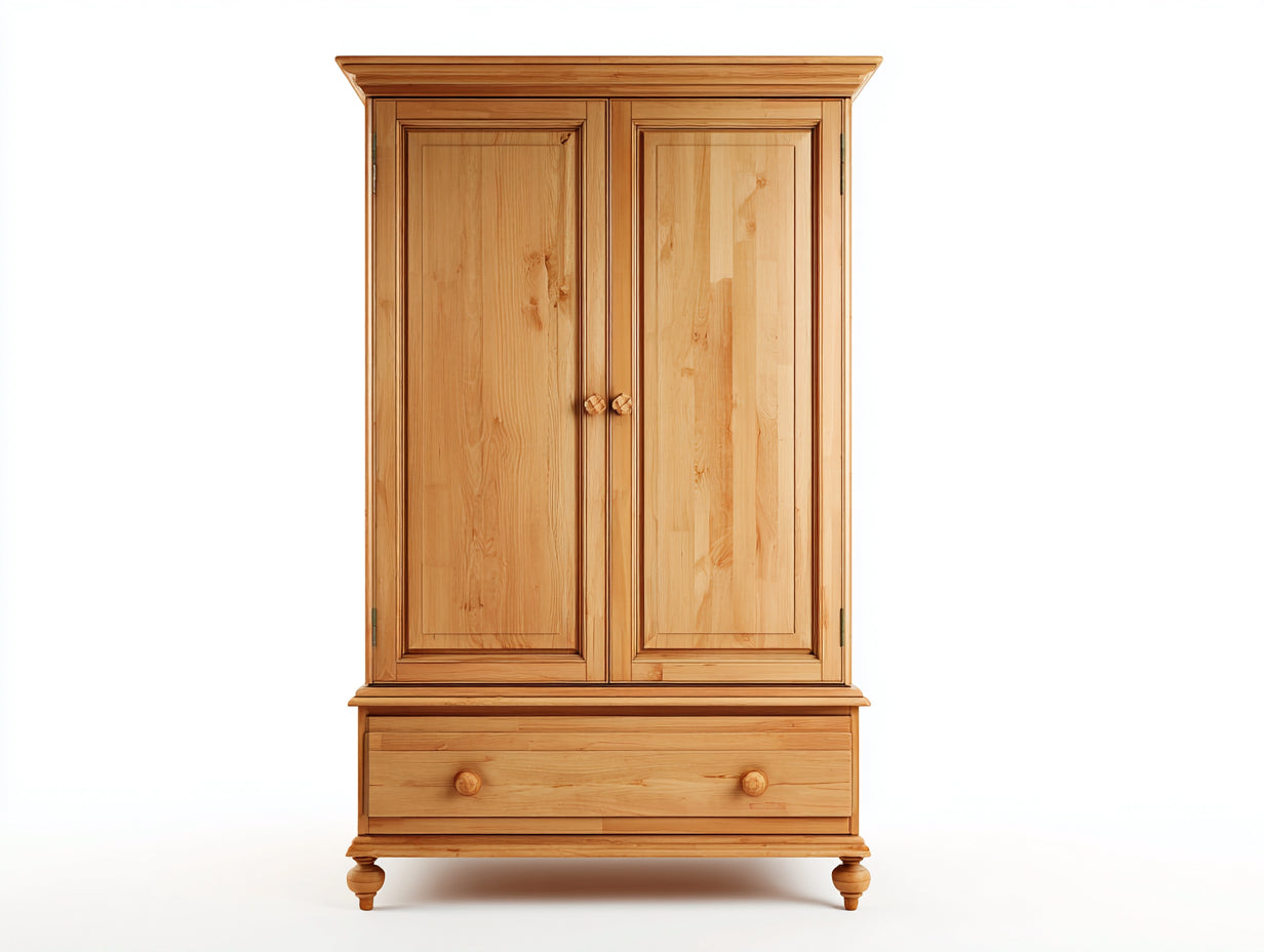 Armarios de madera 115x58x195 cm - natural para dormitorio - 2 puertas con 1 cajón