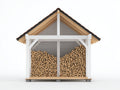 Leñero de exterior de madera 220x100x220 cm - blanco-gris claro - almacenamiento cubierto para leña