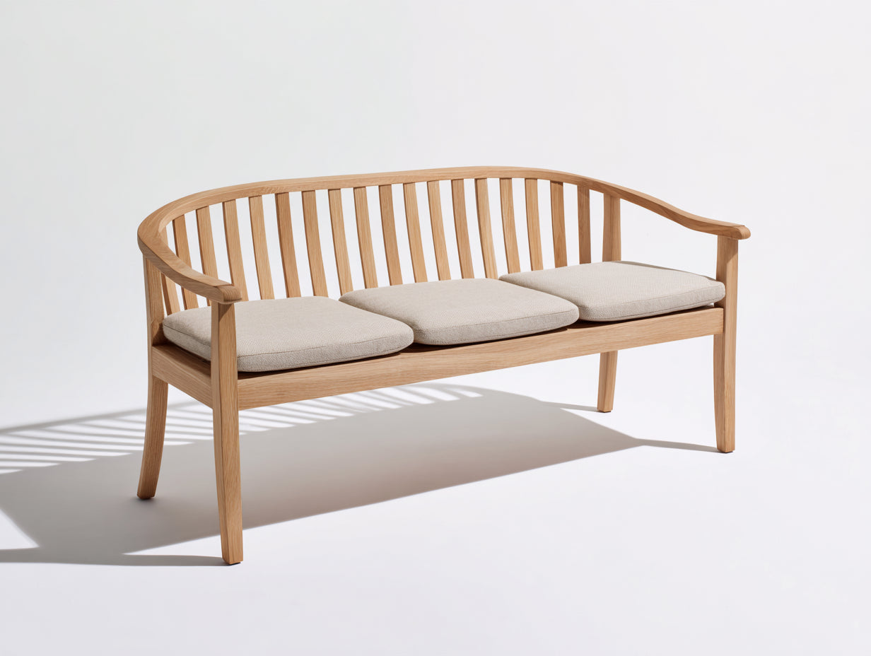 Bancos de jardín 160x60x82 cm - madera natural con asiento beige - diseño curvado para exterior