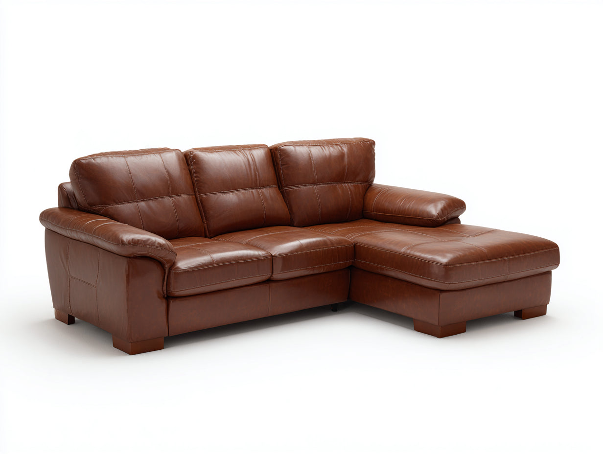 Sofás de esquina piel 275x165x86 cm - marrón - con chaise longue