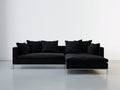 Sofás de esquina tela 280x160x78 cm - Negro - Diseño moderno con chaise longue