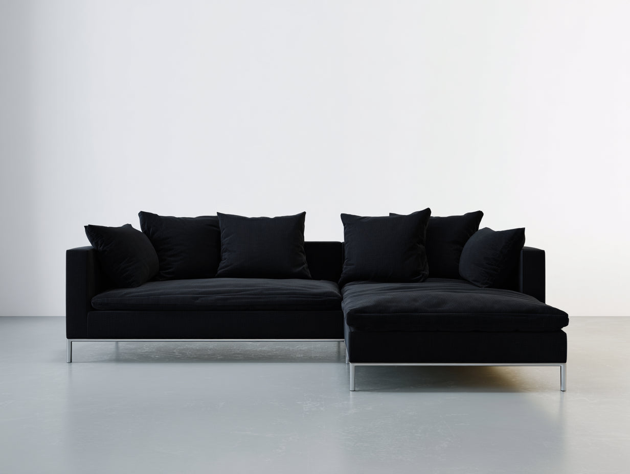 Sofás de esquina tela 280x160x78 cm - Negro - Diseño moderno con chaise longue