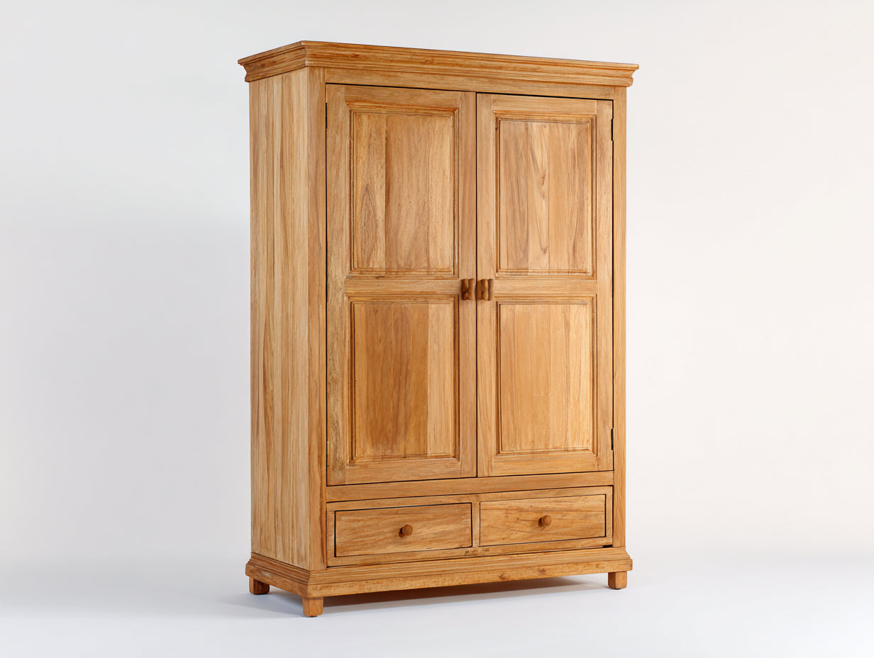 Armarios 120x55x200 cm de madera - marrón - estilo rústico con 2 puertas y 2 cajones