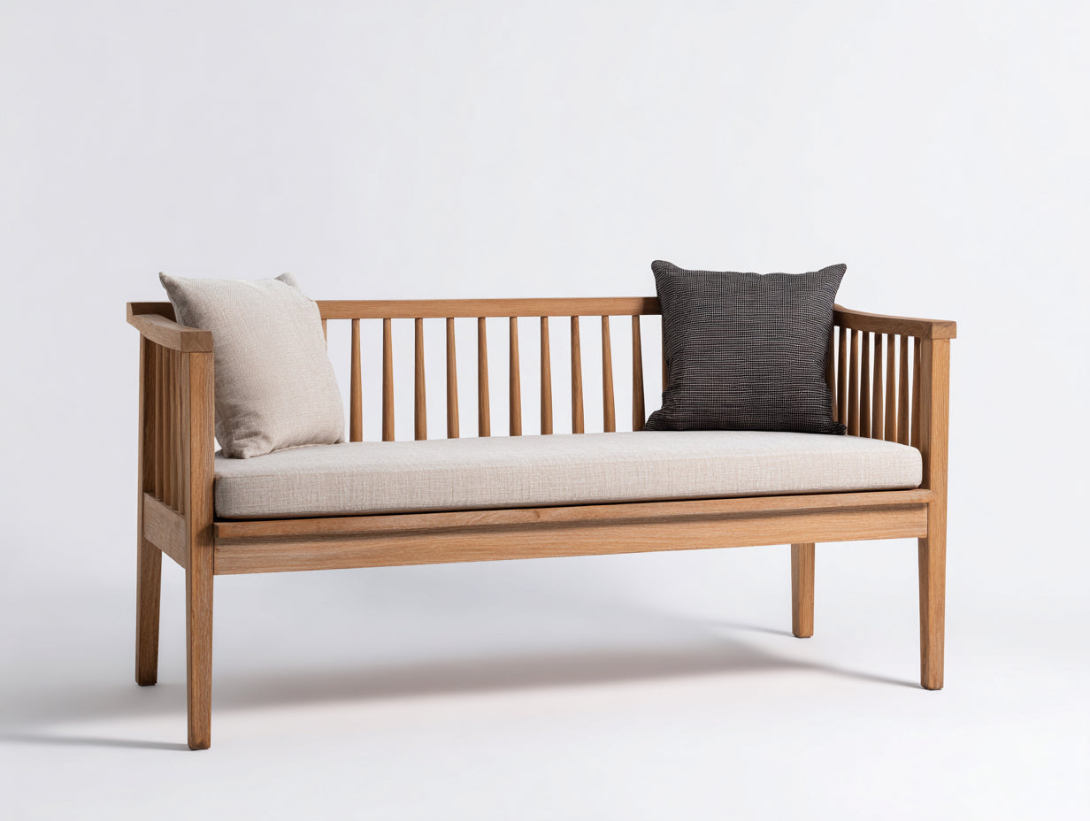 Banco de jardín de madera 150x60x80 cm - madera-beige - diseño clásico con respaldo de listones