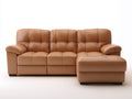 Sofá rinconero de cuero 275x170x95 cm - marrón claro - diseño moderno con chaise longue