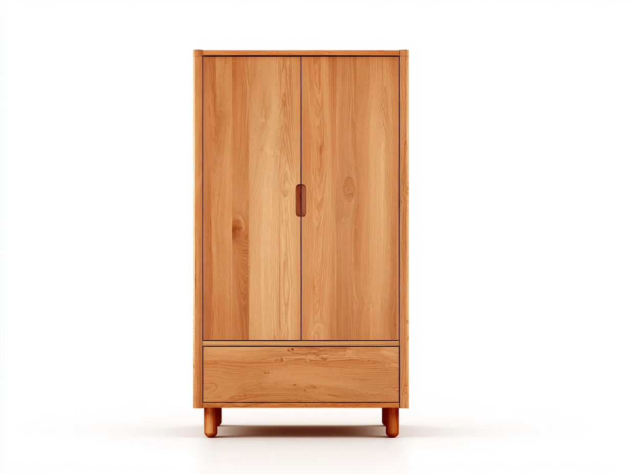 Armarios 90x50x180 cm - madera natural con 2 puertas y 1 cajón - diseño moderno para dormitorio