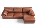 Sofá de esquina de cuero 295x190x86 cm - marrón - diseño clásico moderno