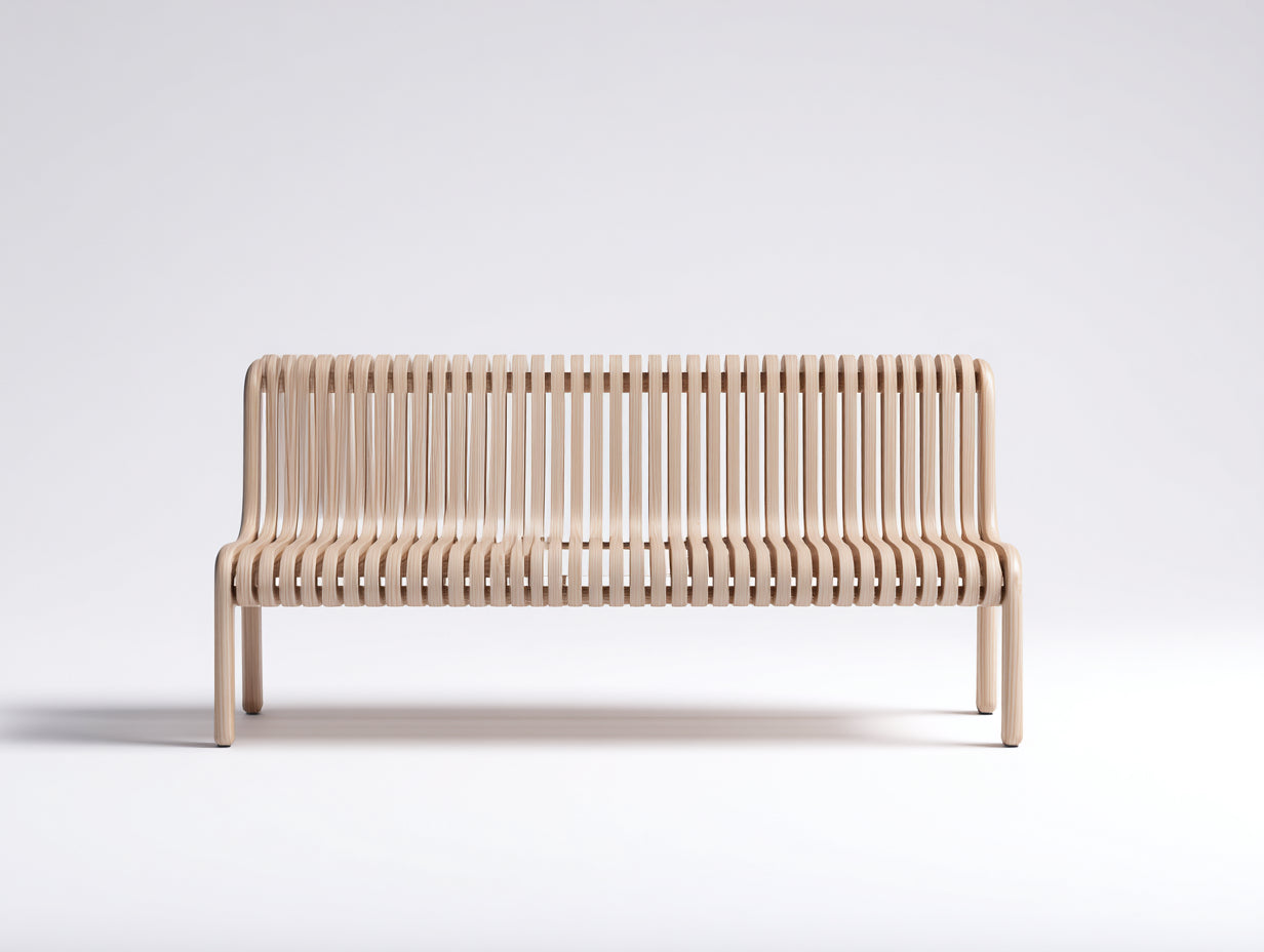 Bancos de jardín madera curvada 165x60x82 cm - Beige - Estilo escandinavo