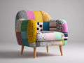 Sillones de tela patchwork 88x78x82 cm - multicolor - diseño moderno para salón