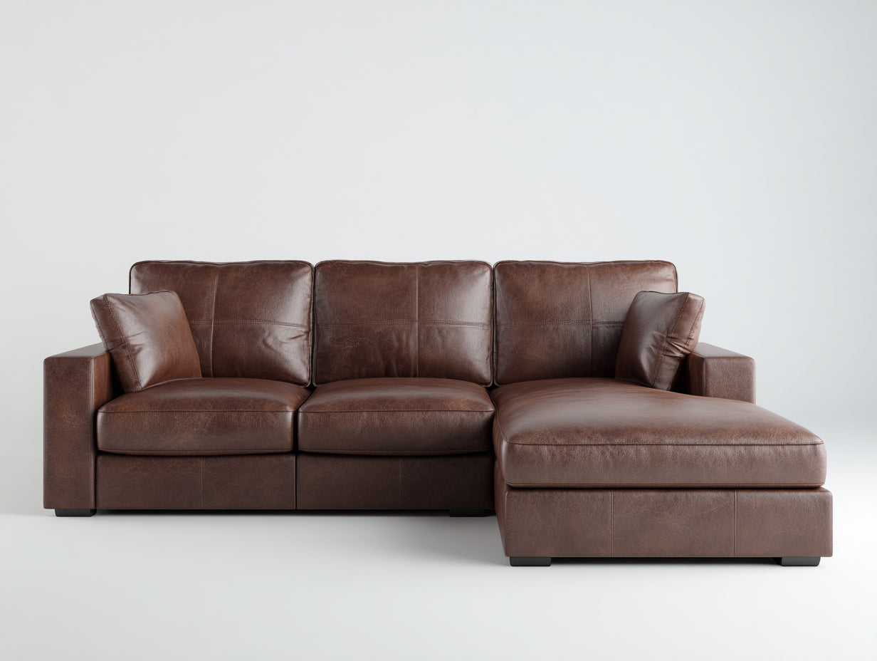 Sofás de esquina cuero sintético 260x170x88 cm - Marrón - Diseño contemporáneo confortable