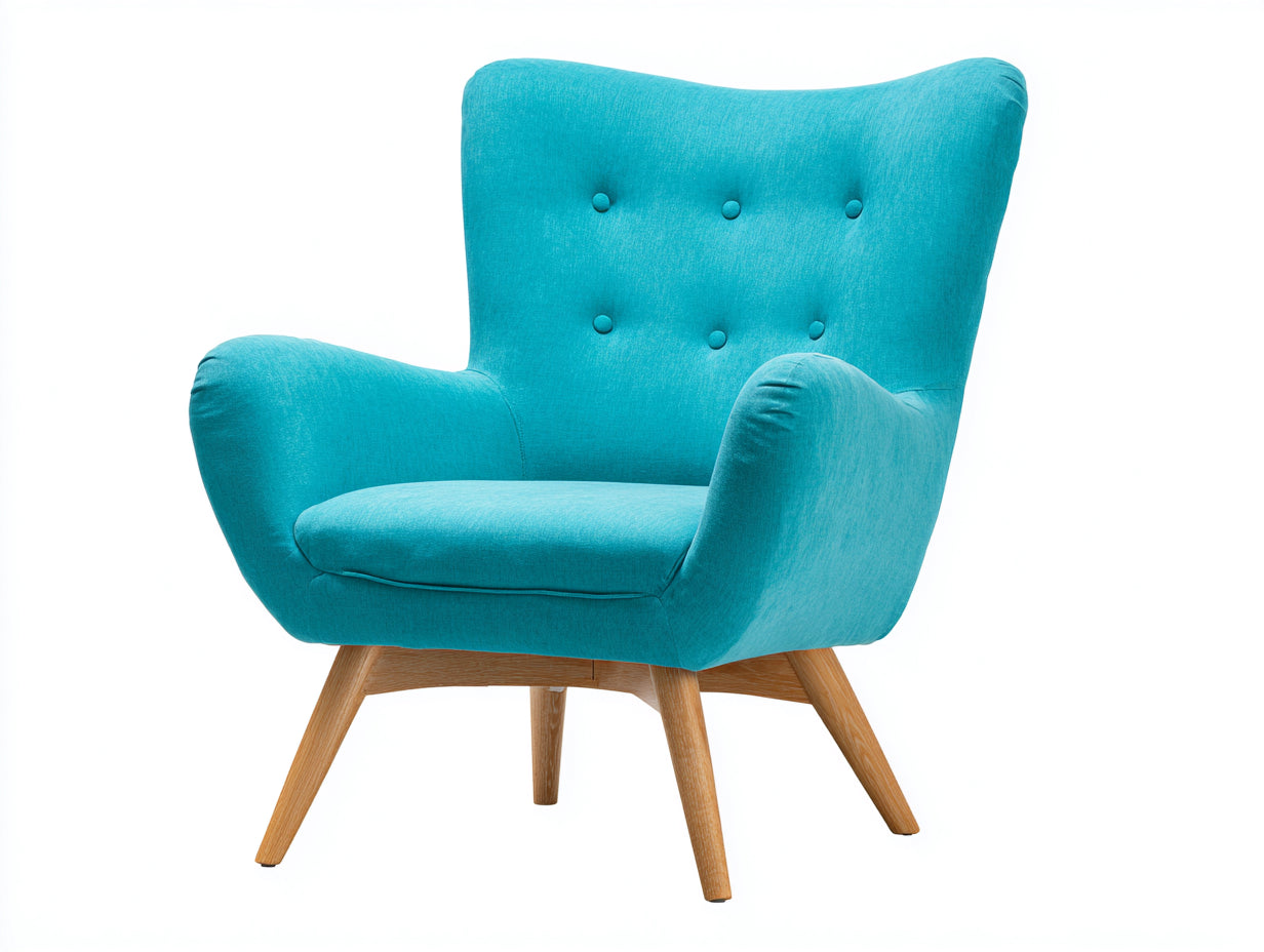 Sillones de tela 92x86x98 cm - azul-natural - respaldo capitoné