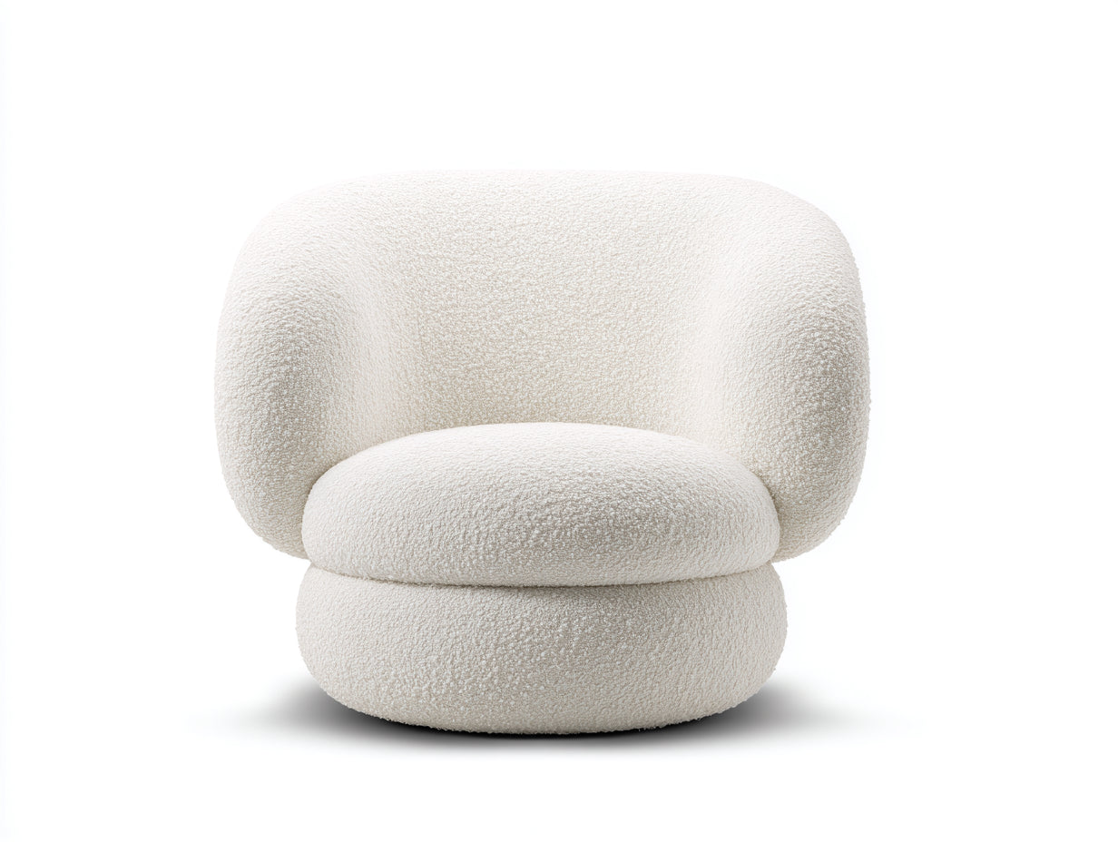 Sillones bouclé 105x96x82 cm - blanco crema - diseño redondeado