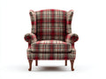 Sillones de tela 88x82x108 cm - rojo-beige-marrón - estilo orejero