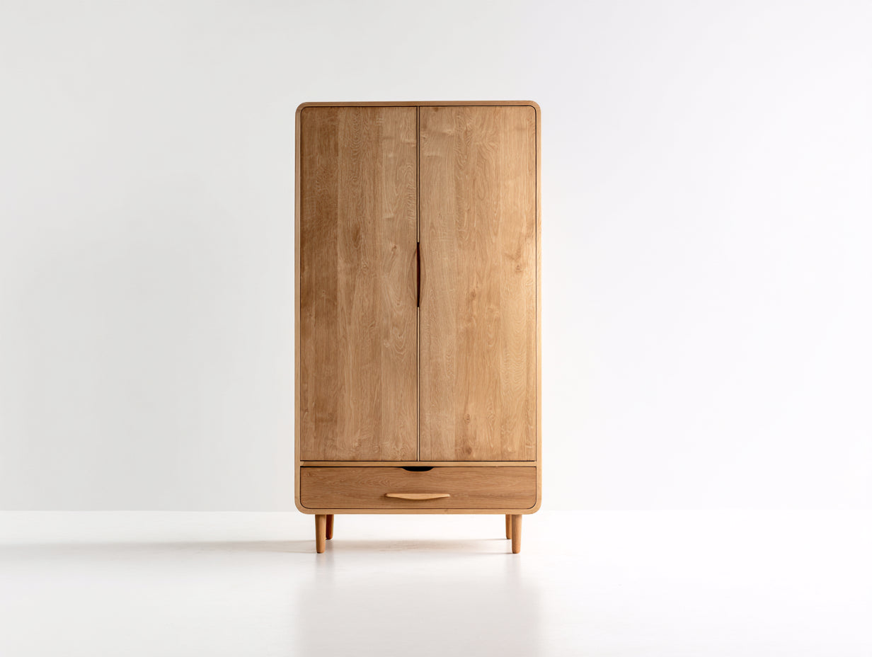 Armario de madera 95x50x180 cm - madera - diseño moderno con 2 puertas y 1 cajón