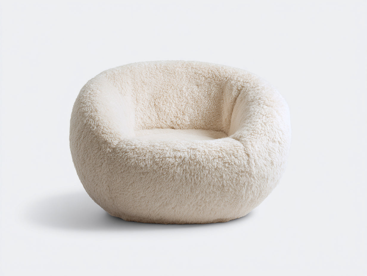 Sillones tela sherpa 92x88x72 cm - Crema - Diseño redondo acogedor